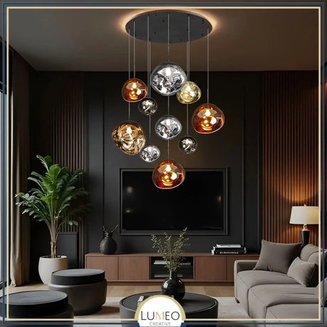 Suspension en verre soufflé style boule de lave | Création modulable