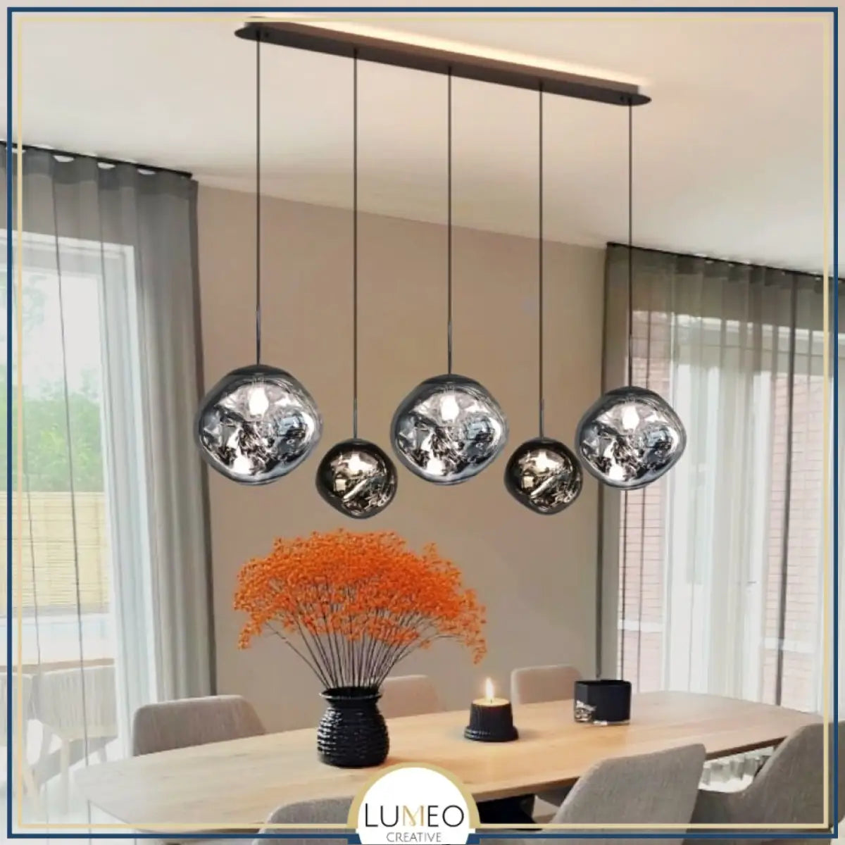 Suspension en verre soufflé style boule de lave | Création modulable