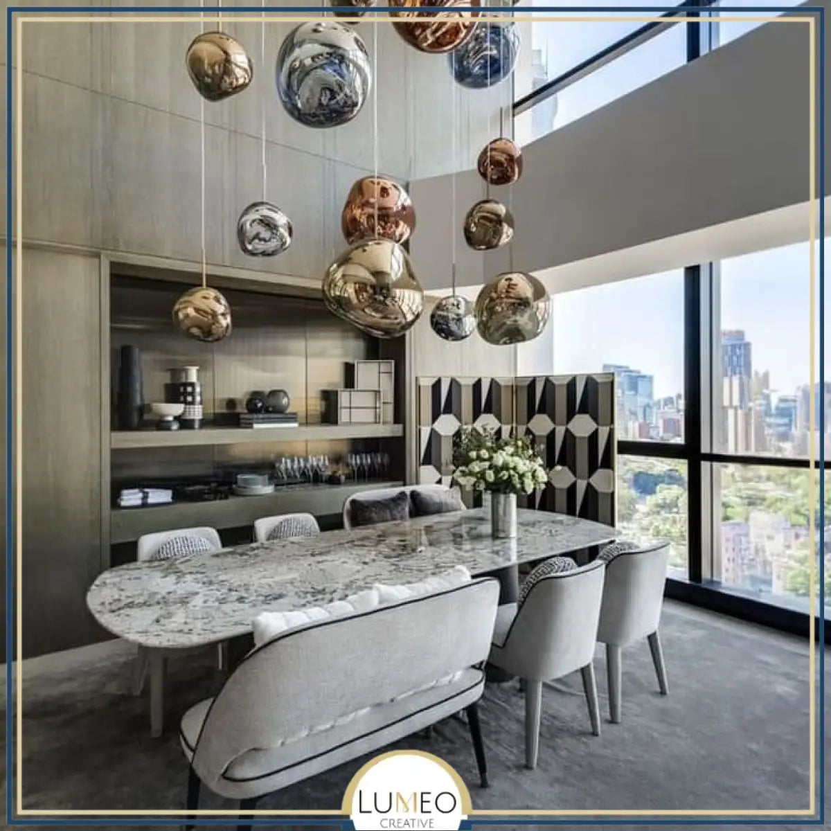 Suspension en verre soufflé style boule de lave | Création modulable