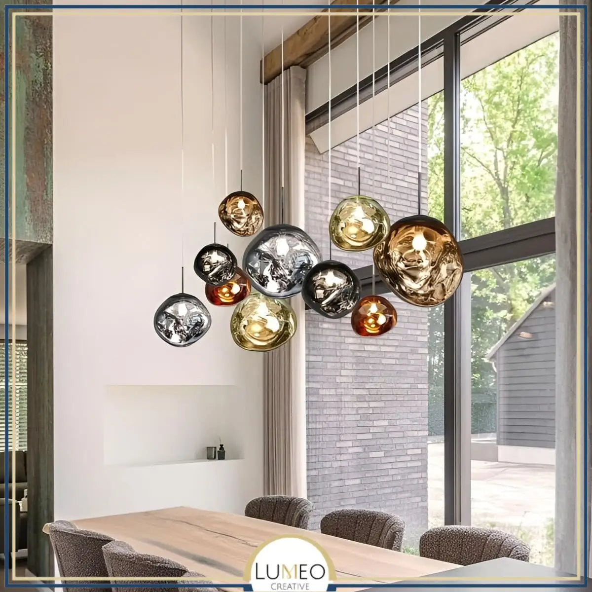 Suspension en verre soufflé style boule de lave | Création modulable