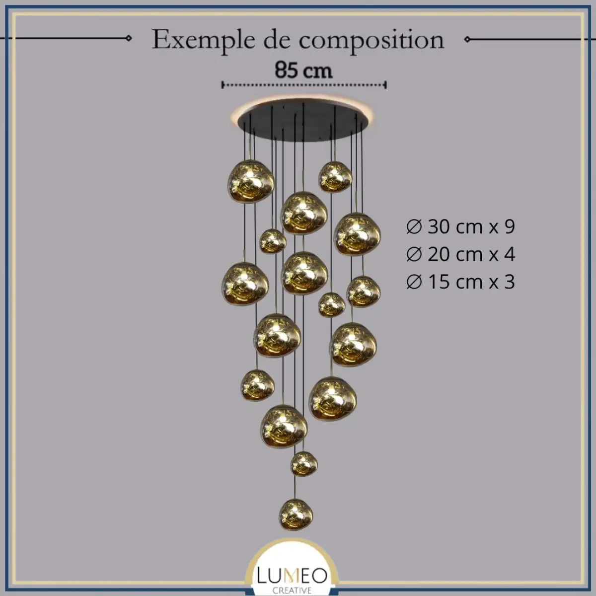 Suspension en verre soufflé style boule de lave | Création modulable