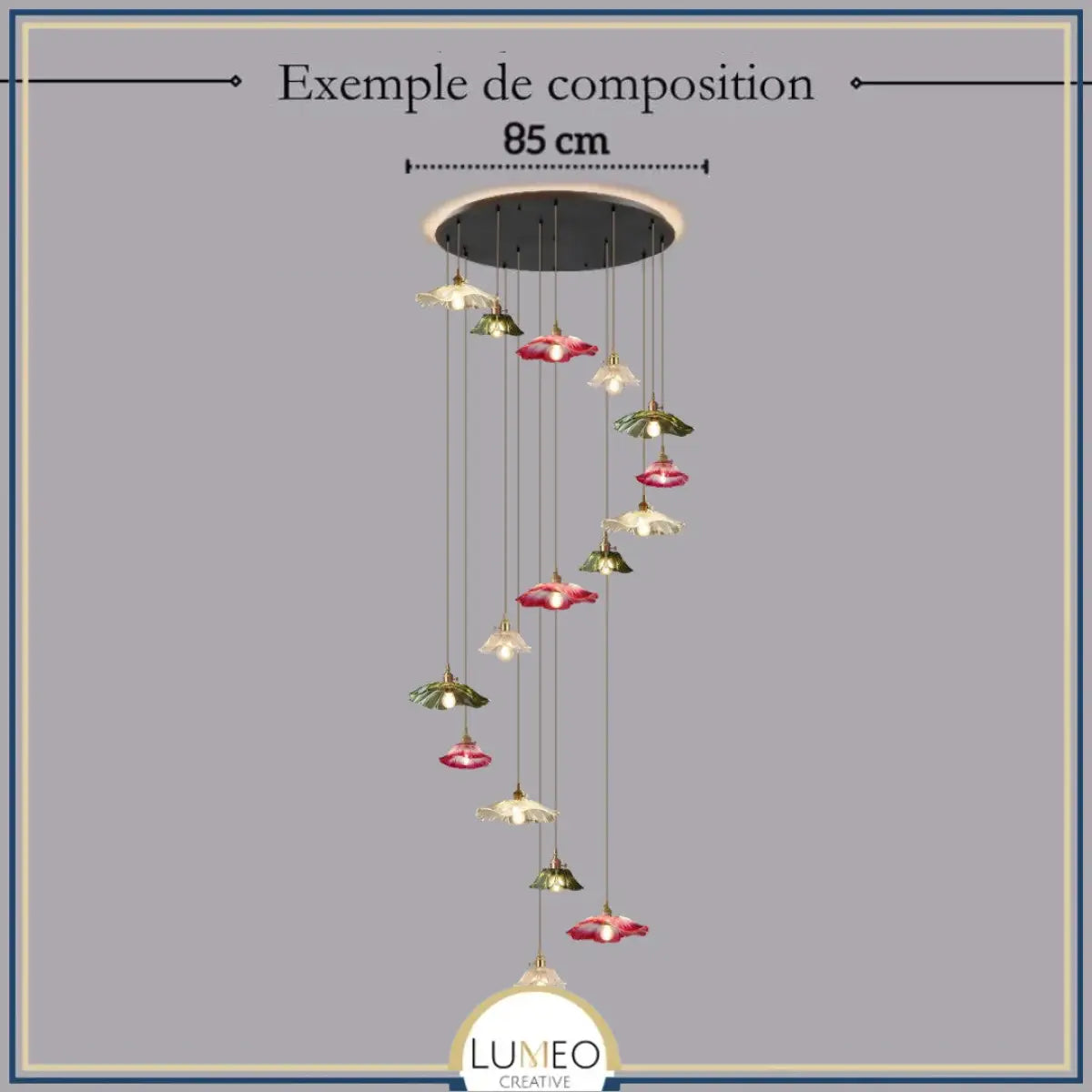 Suspension et plafonnier florale en verre coloré | Luminaire vintage en forme de fleur
