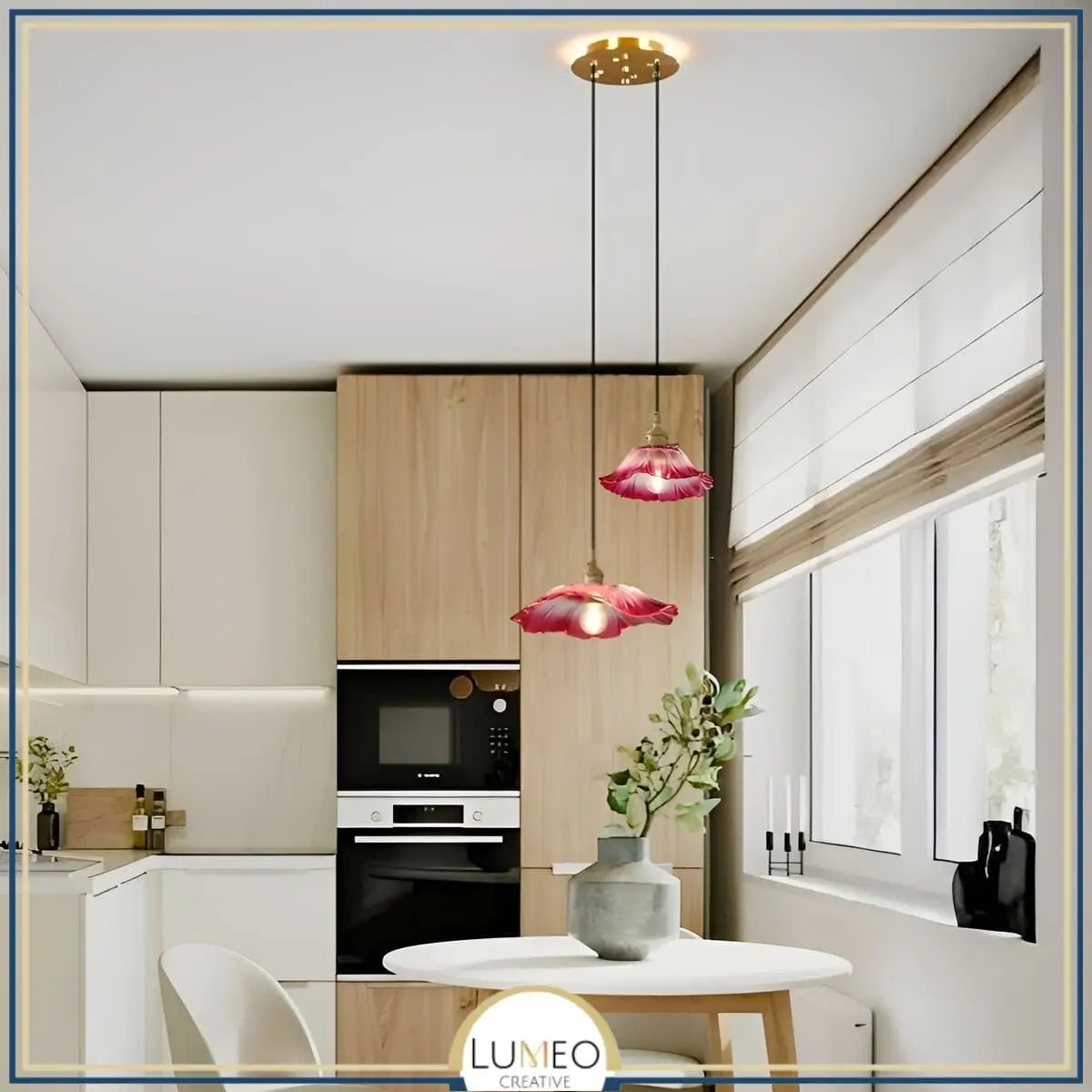 Suspension et plafonnier florale en verre coloré | Luminaire vintage en forme de fleur