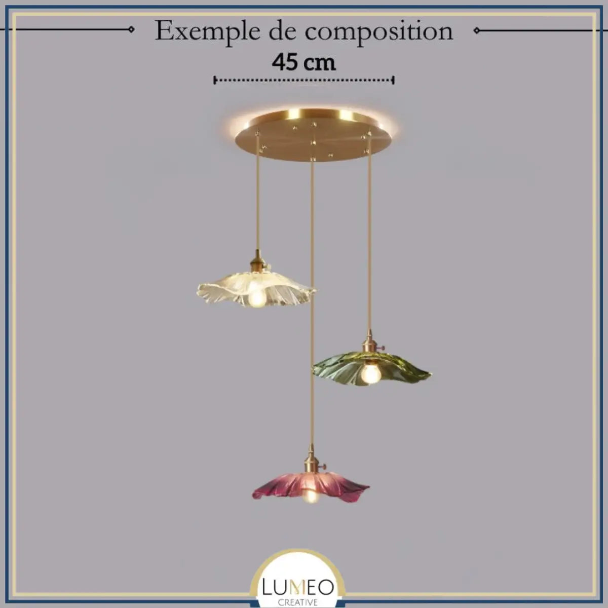 Suspension et plafonnier florale en verre coloré | Luminaire vintage en forme de fleur