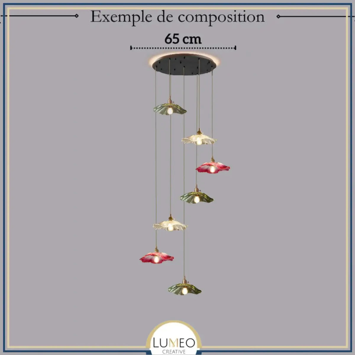 Suspension et plafonnier florale en verre coloré | Luminaire vintage en forme de fleur