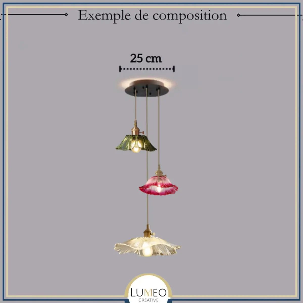 Suspension et plafonnier florale en verre coloré | Luminaire vintage en forme de fleur