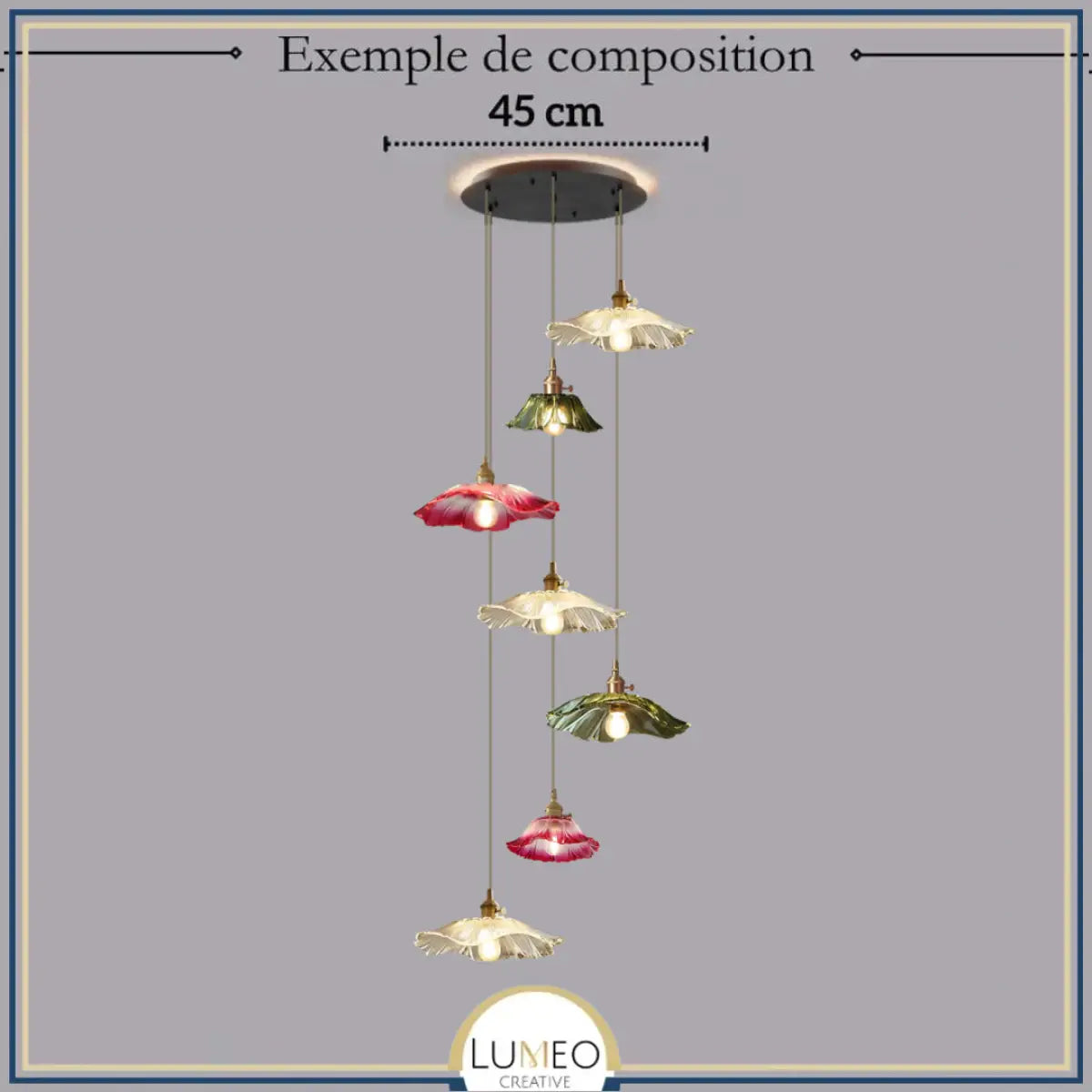 Suspension et plafonnier florale en verre coloré | Luminaire vintage en forme de fleur