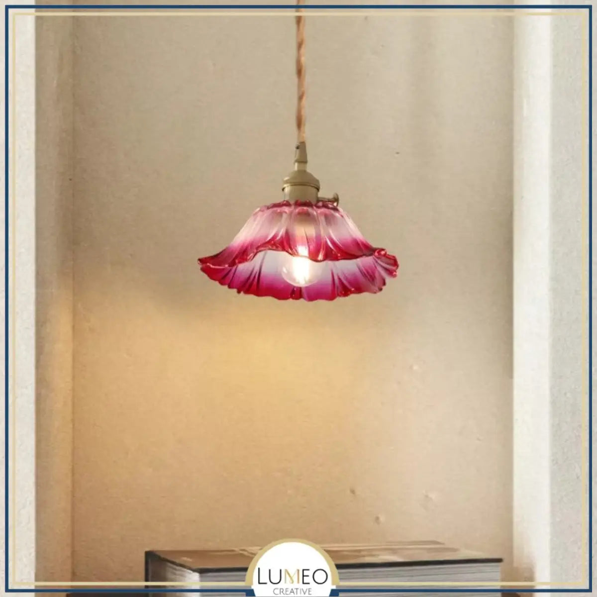 Suspension et plafonnier florale en verre coloré | Luminaire vintage en forme de fleur B / Rose
