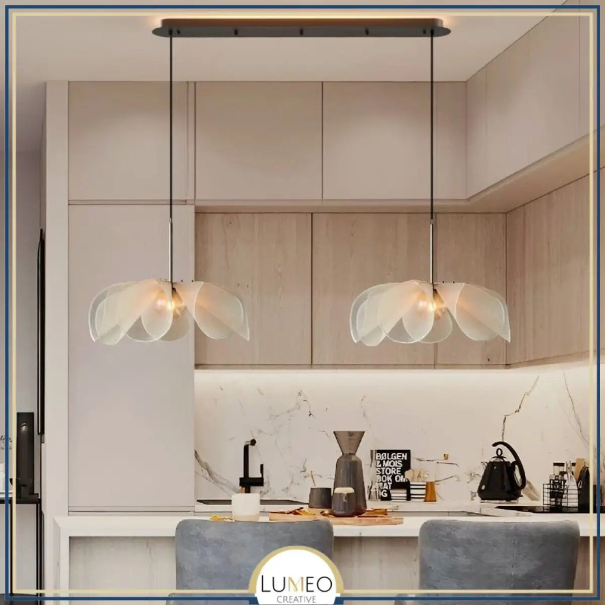 Suspension fleur en tissu au style Japandi