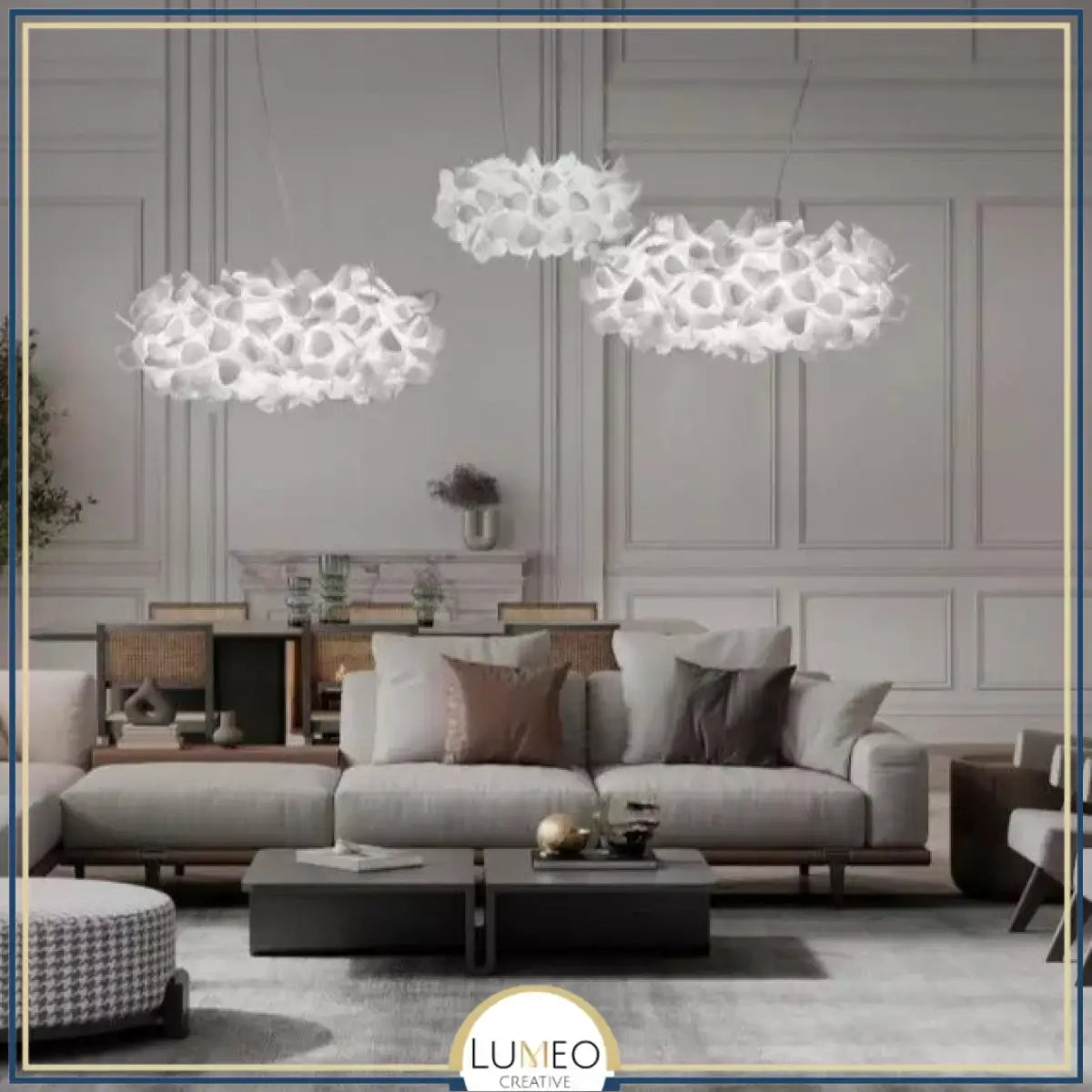 Suspension florale sculpturale noire