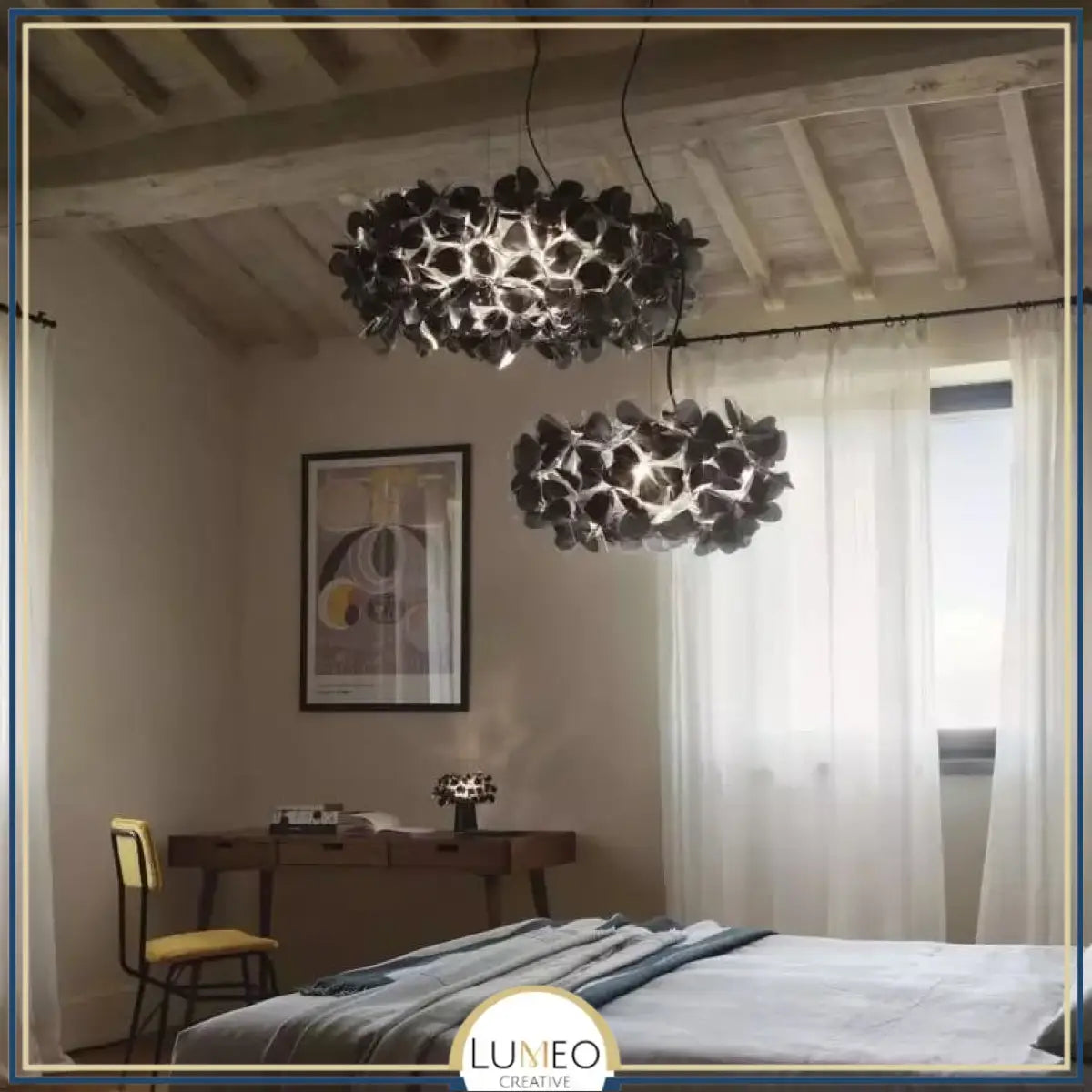 Suspension florale sculpturale noire