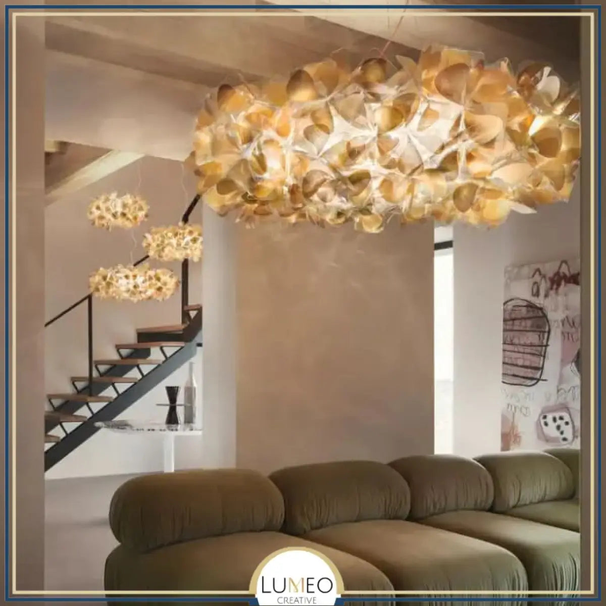 Suspension florale sculpturale noire