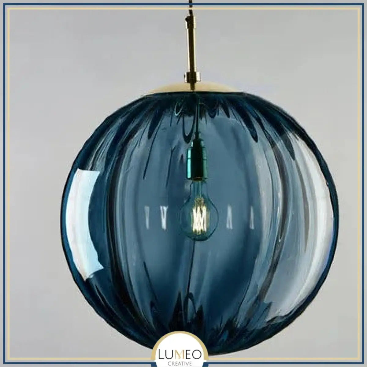 Suspension globe en verre nervuré | Éclat rétro & charme coloré 15cm / Bleu