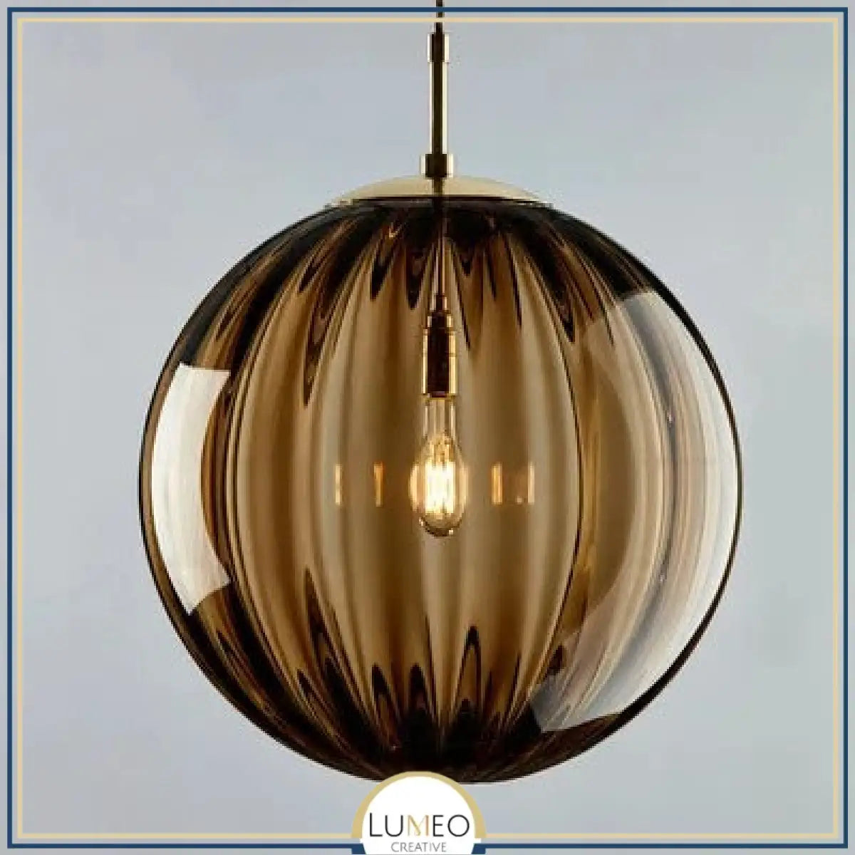 Suspension globe en verre nervuré | Éclat rétro & charme coloré 15cm / Marron