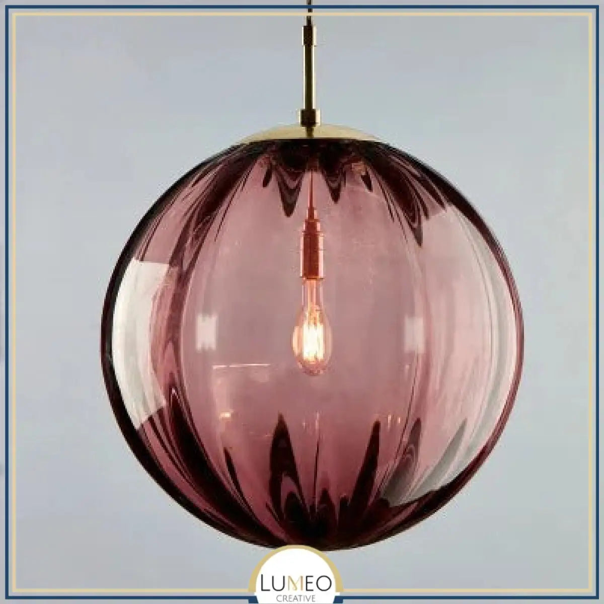 Suspension globe en verre nervuré | Éclat rétro & charme coloré 15cm / Rouge