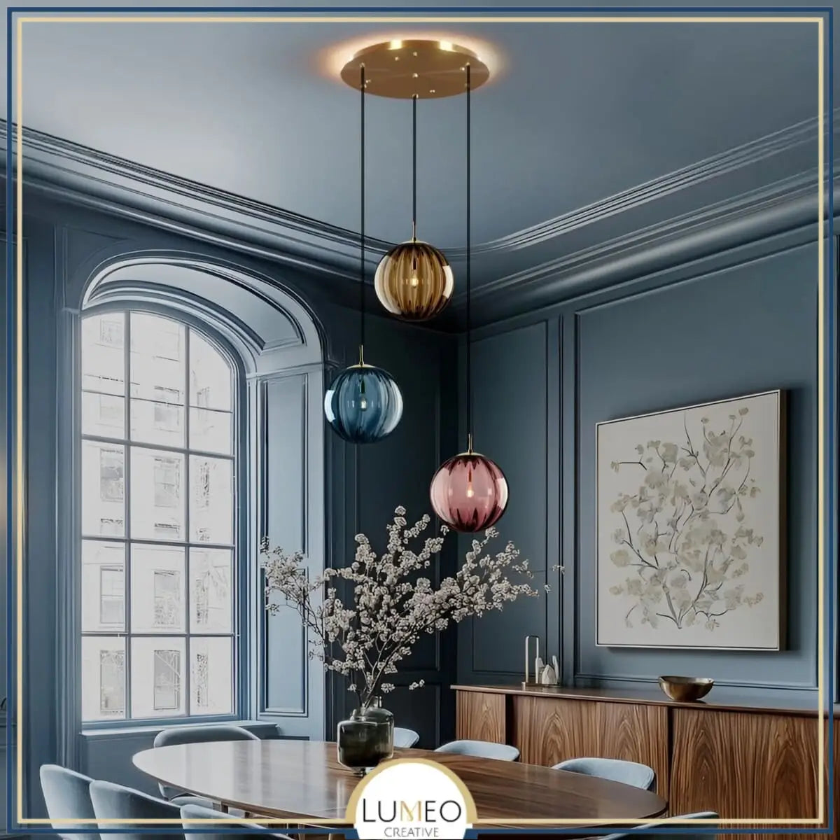 Suspension globe en verre nervuré | Éclat rétro & charme coloré