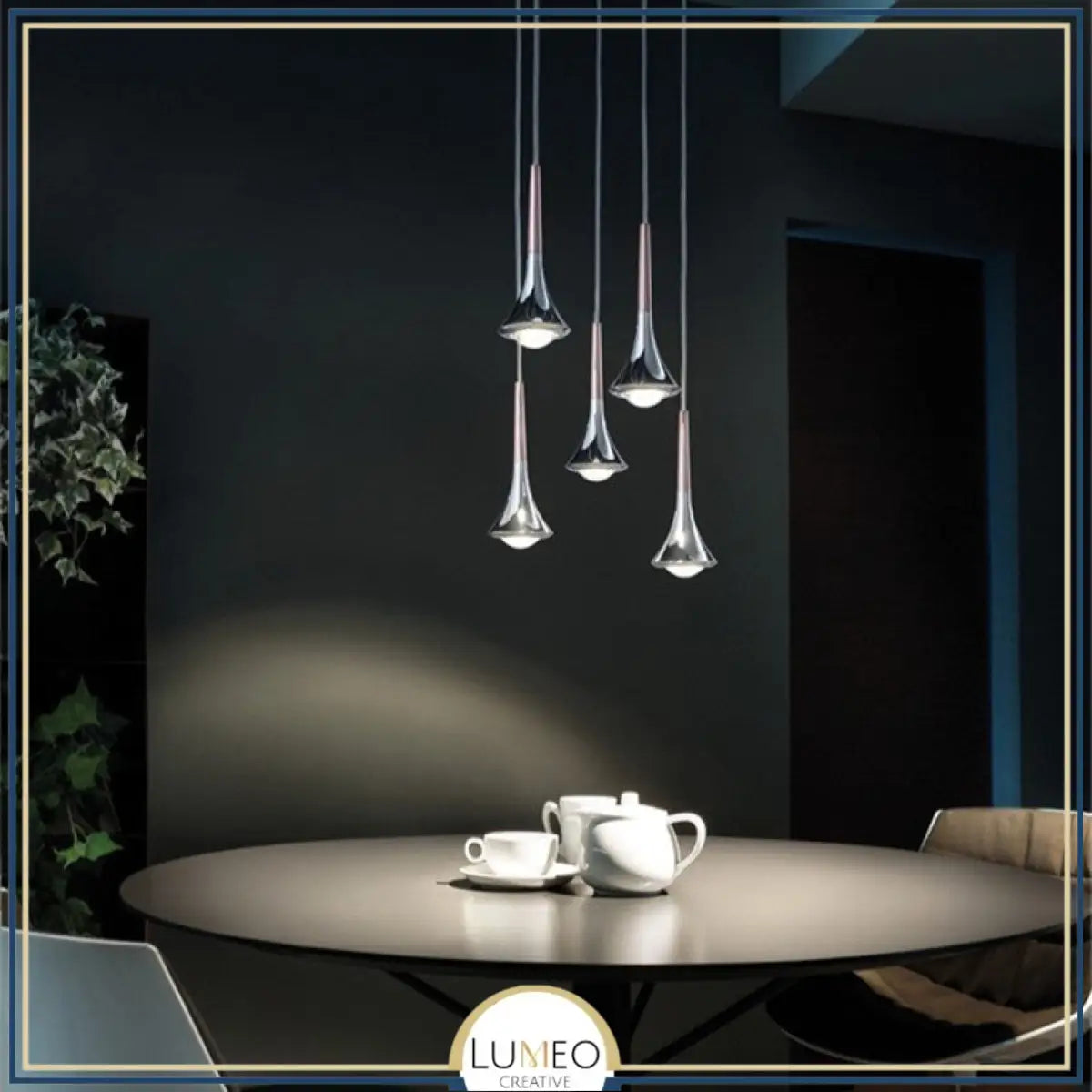 Suspension goutte noire et or | Luminaire suspendu pour éclairage ciblé et élégant