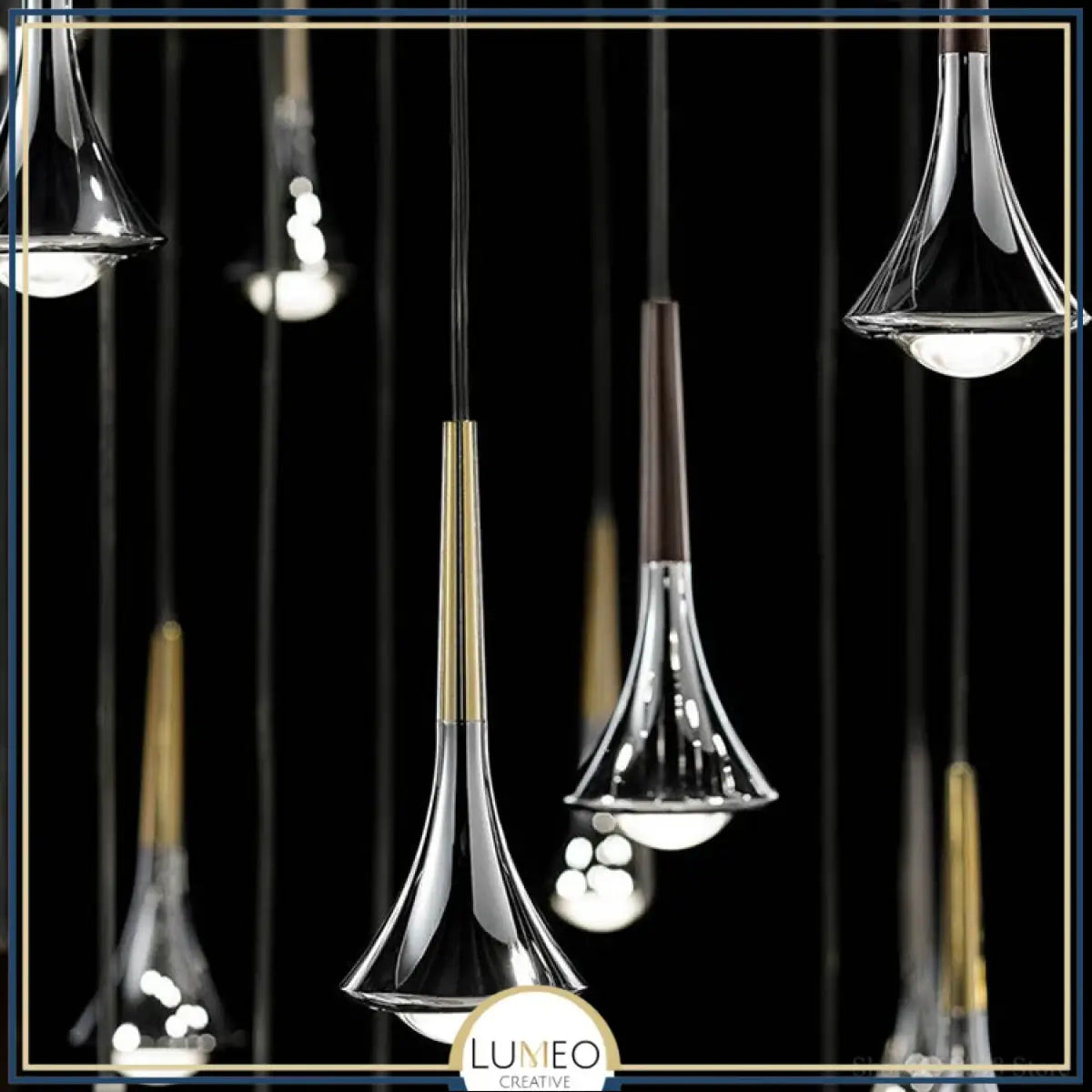 Suspension goutte noire et or | Luminaire suspendu pour éclairage ciblé et élégant