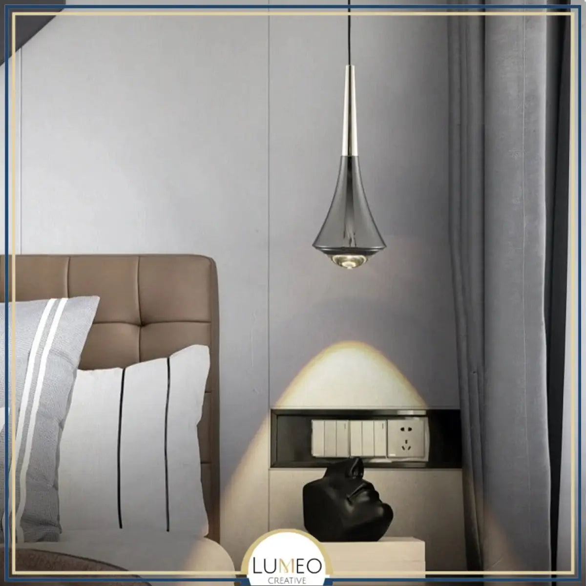 Suspension goutte noire et or | Luminaire suspendu pour éclairage ciblé et élégant