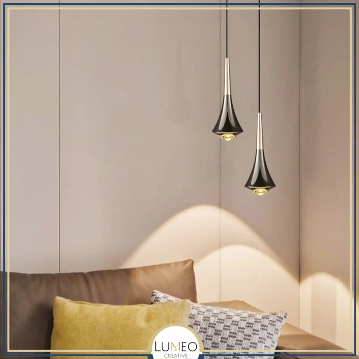 Suspension goutte noire et or | Luminaire suspendu pour éclairage ciblé et élégant