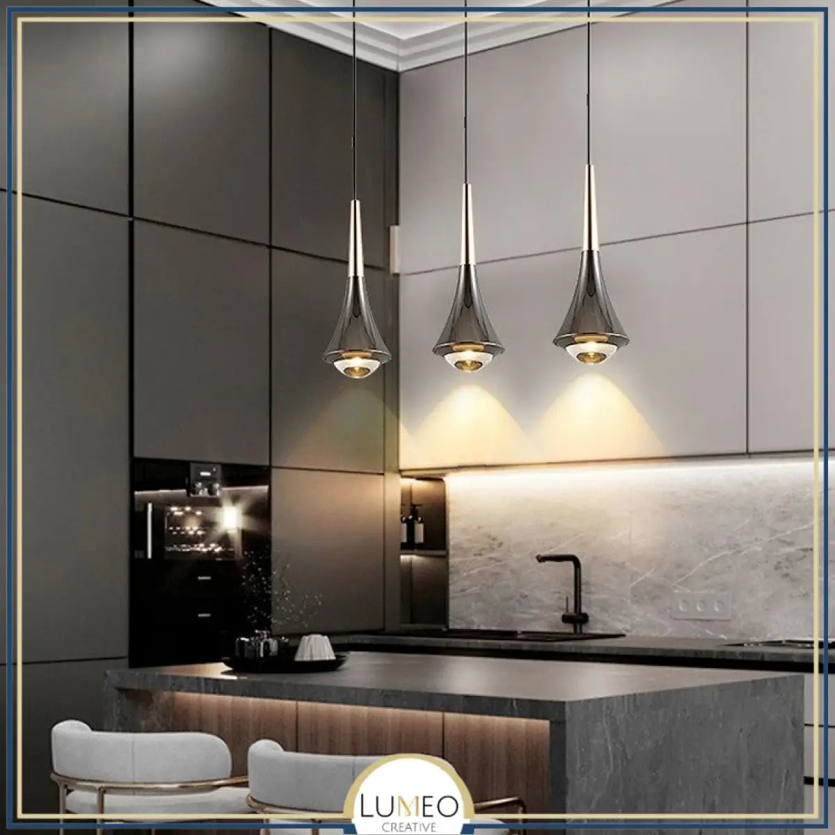 Suspension goutte noire et or | Luminaire suspendu pour éclairage ciblé et élégant