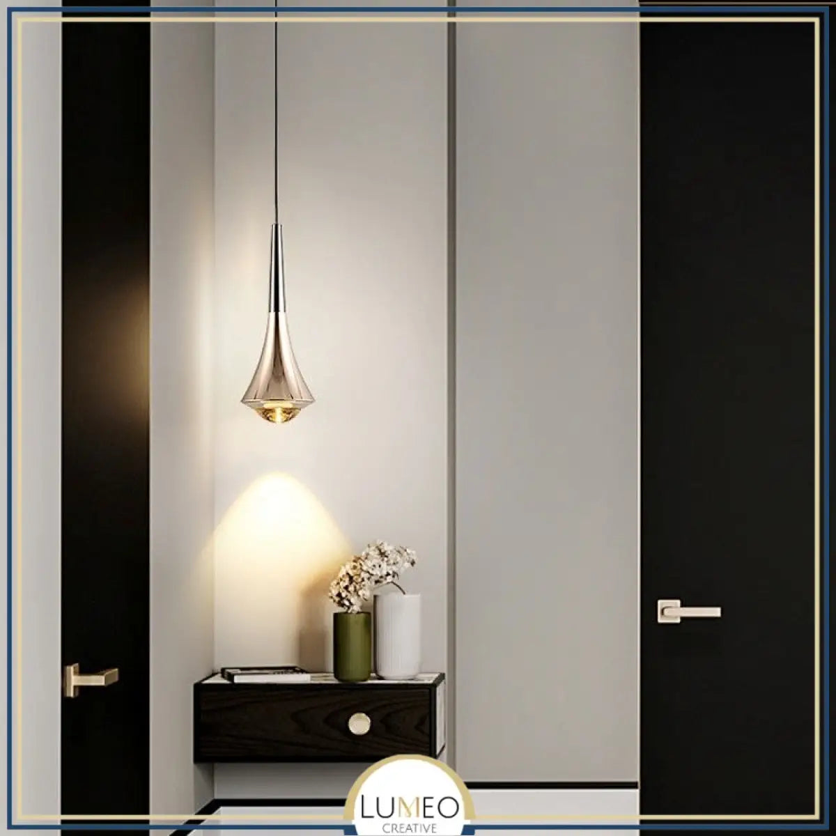 Suspension goutte noire et or | Luminaire suspendu pour éclairage ciblé et élégant