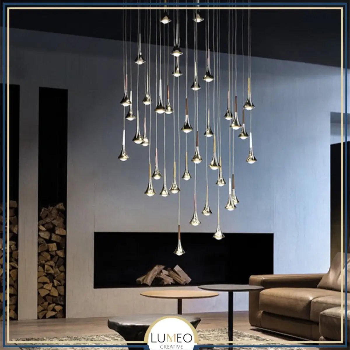 Suspension goutte noire et or | Luminaire suspendu pour éclairage ciblé et élégant