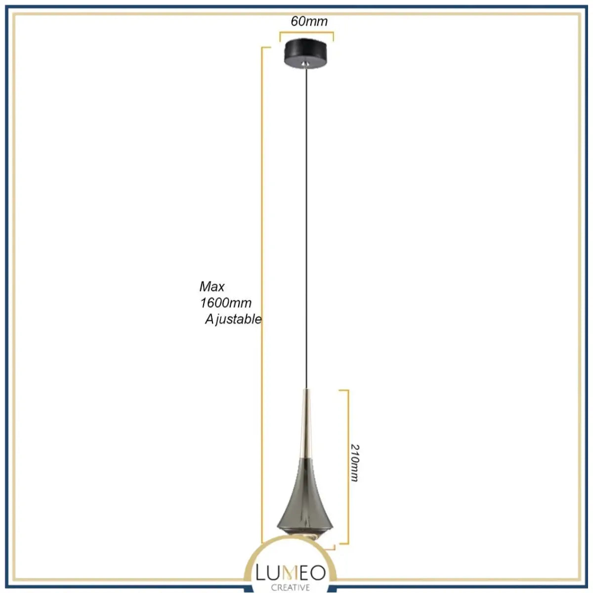 Suspension goutte noire et or | Luminaire suspendu pour éclairage ciblé et élégant