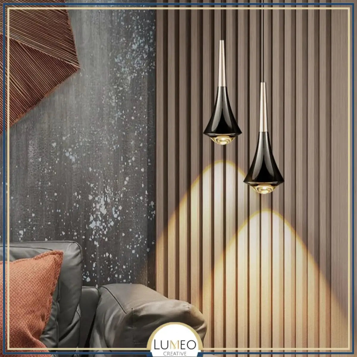 Suspension goutte noire et or | Luminaire suspendu pour éclairage ciblé et élégant