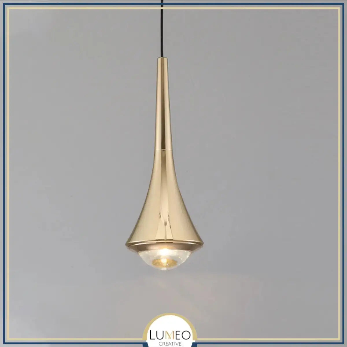 Suspension goutte noire et or | Luminaire suspendu pour éclairage ciblé et élégant Or / Blanc chaud