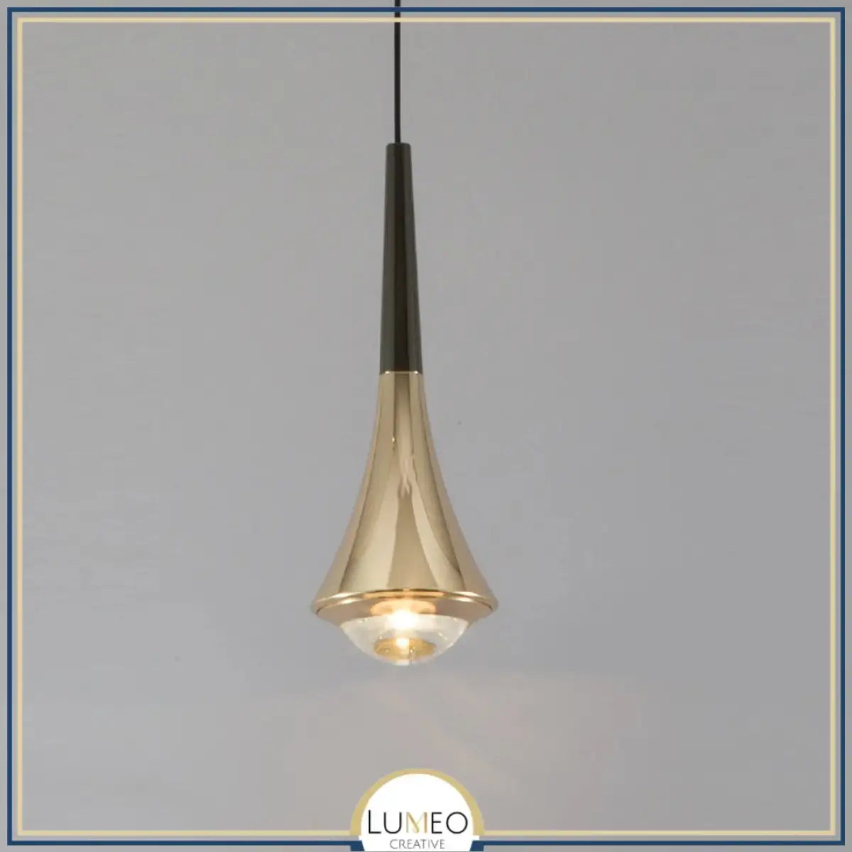 Suspension goutte noire et or | Luminaire suspendu pour éclairage ciblé et élégant Noir + Or / Blanc chaud