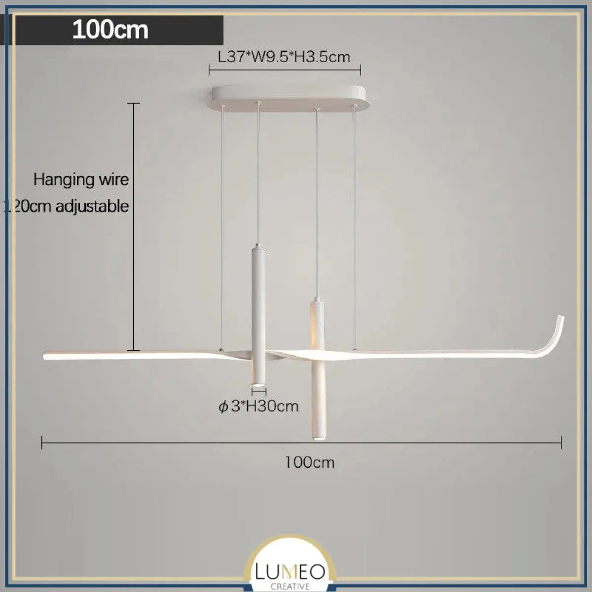 Suspension LED design minimaliste | Ligne graphique & éclairage ciblé Blanc / Blanc neutre / 100 cm
