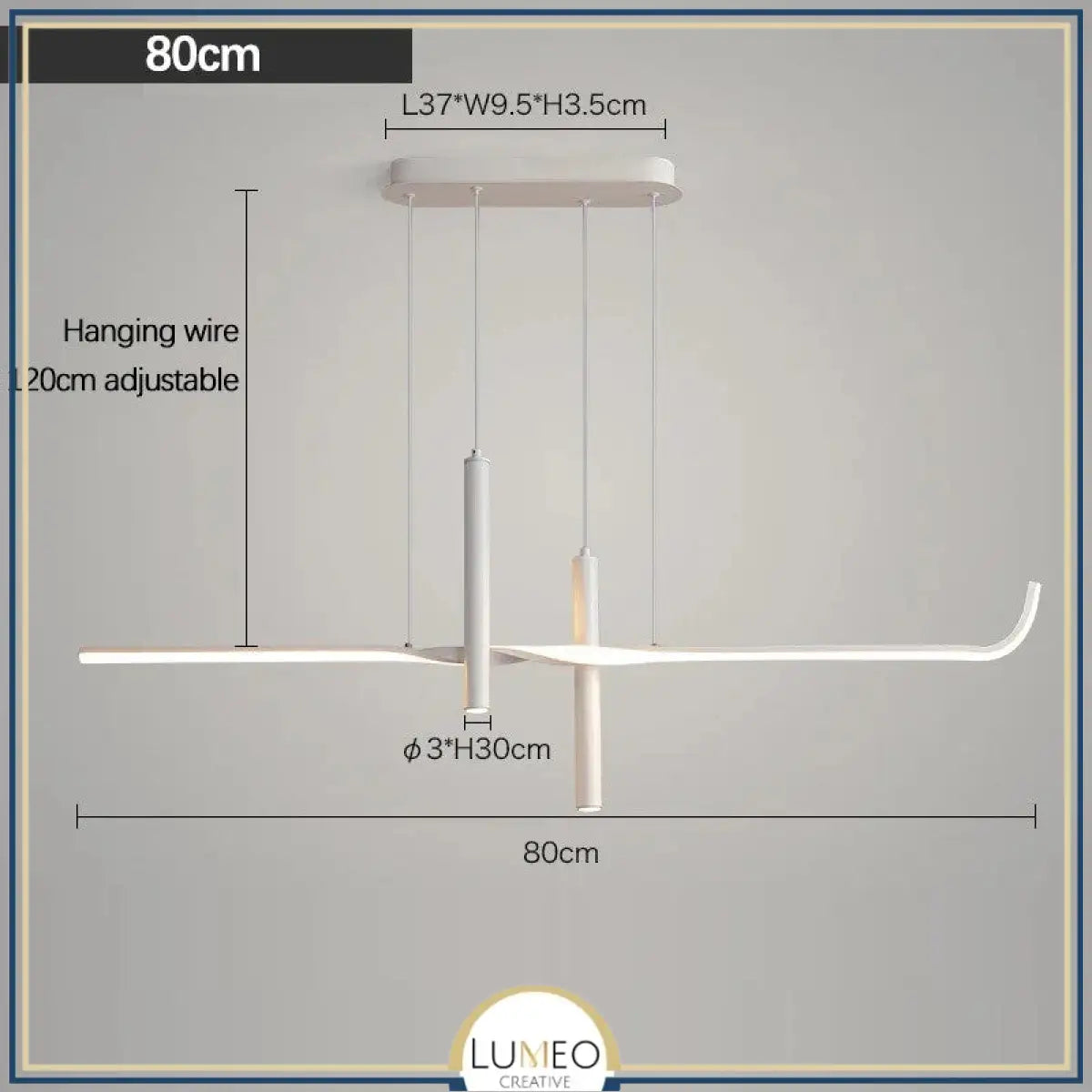 Suspension LED design minimaliste | Ligne graphique & éclairage ciblé Blanc / Blanc neutre / 80 cm