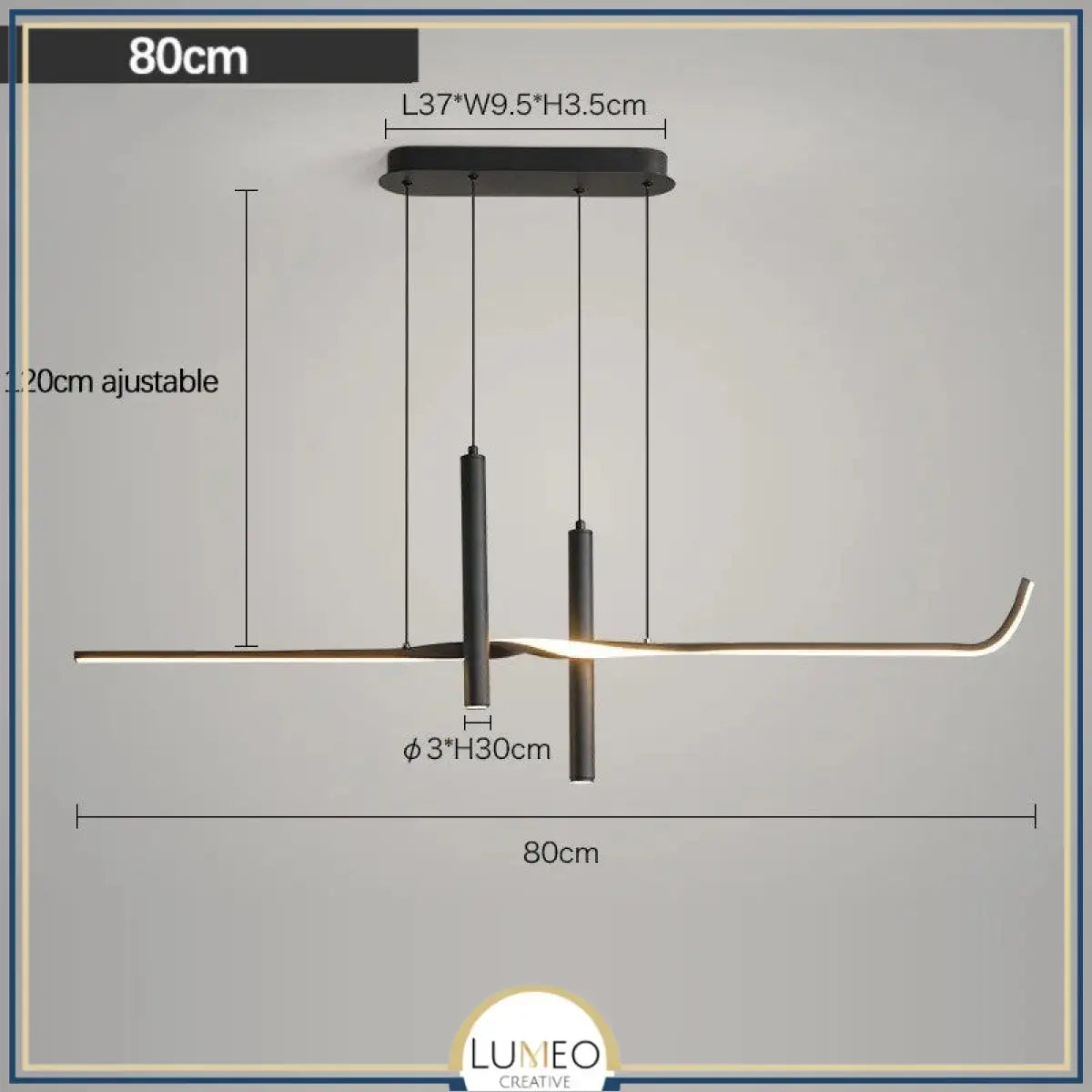 Suspension LED design minimaliste | Ligne graphique & éclairage ciblé Noir / Blanc neutre / 80 cm