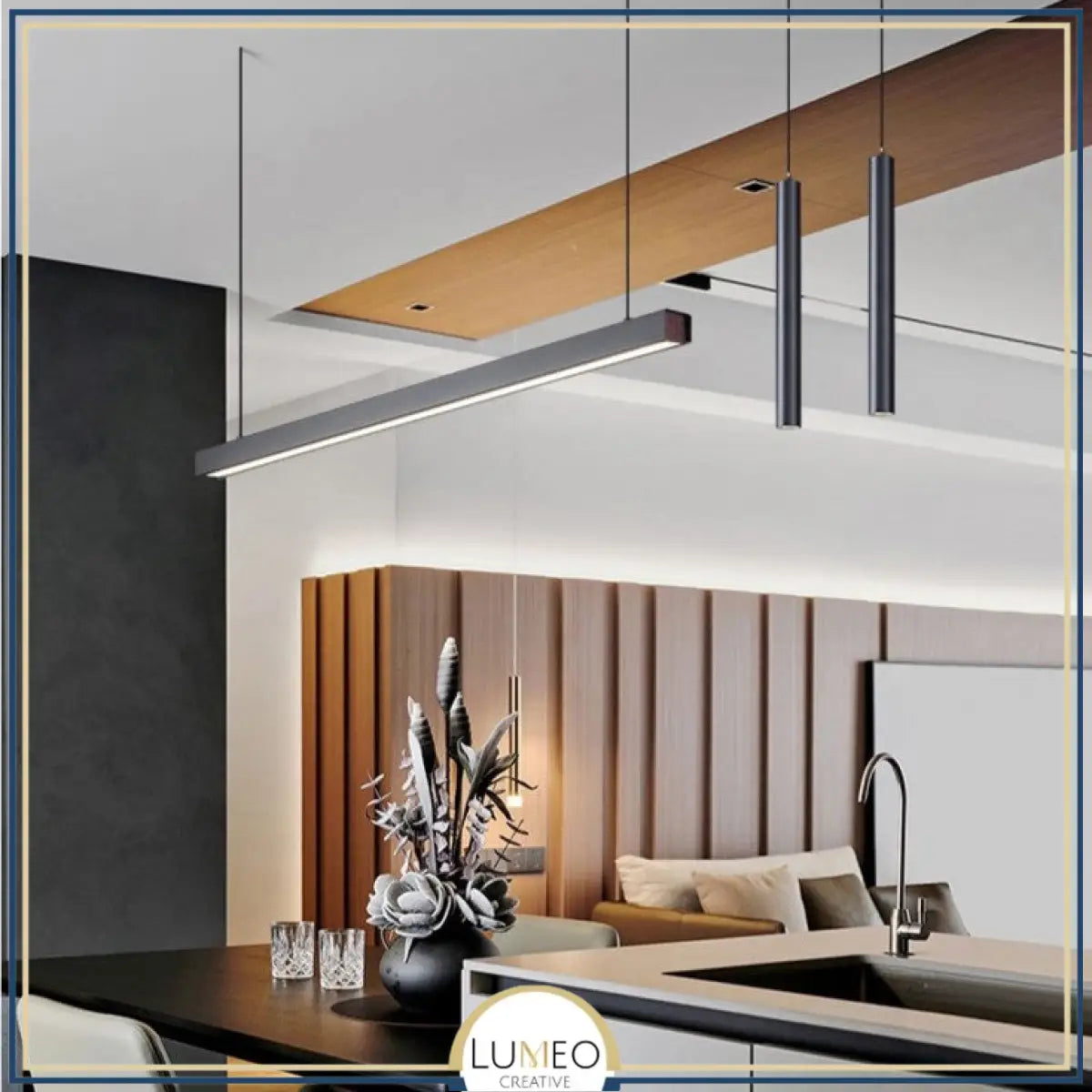 Suspension linéaire LED minimaliste | Ligne pure et éclairage structuré