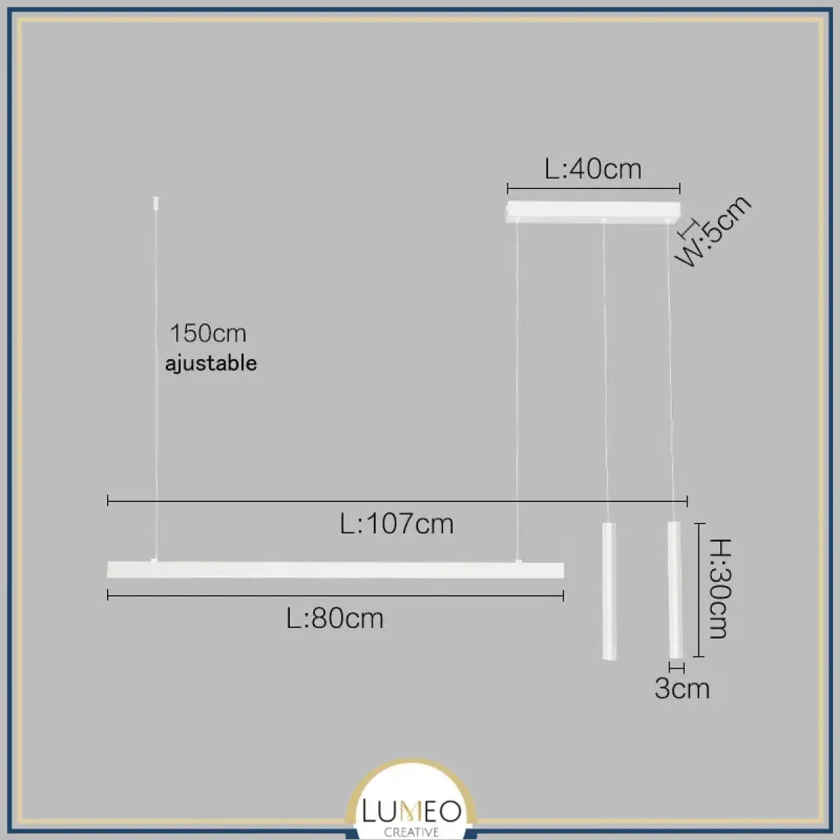 Suspension linéaire LED minimaliste | Ligne pure et éclairage structuré Blanc 107cm / Blanc froid