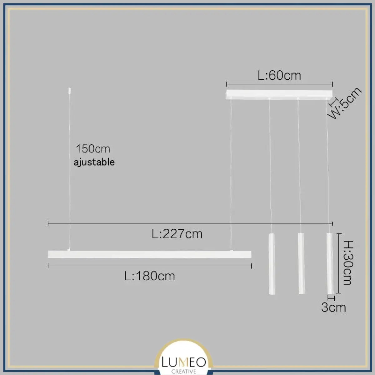 Suspension linéaire LED minimaliste | Ligne pure et éclairage structuré Blanc 227cm / Blanc froid
