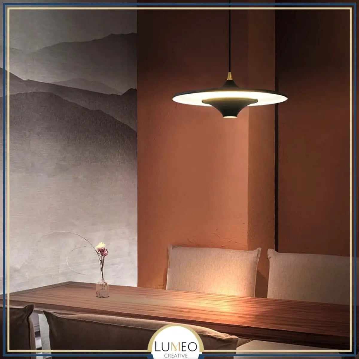 Suspension moderne disque LED | Minimalisme graphique & lumière indirecte 35 cm / Noir / Blanc chaud