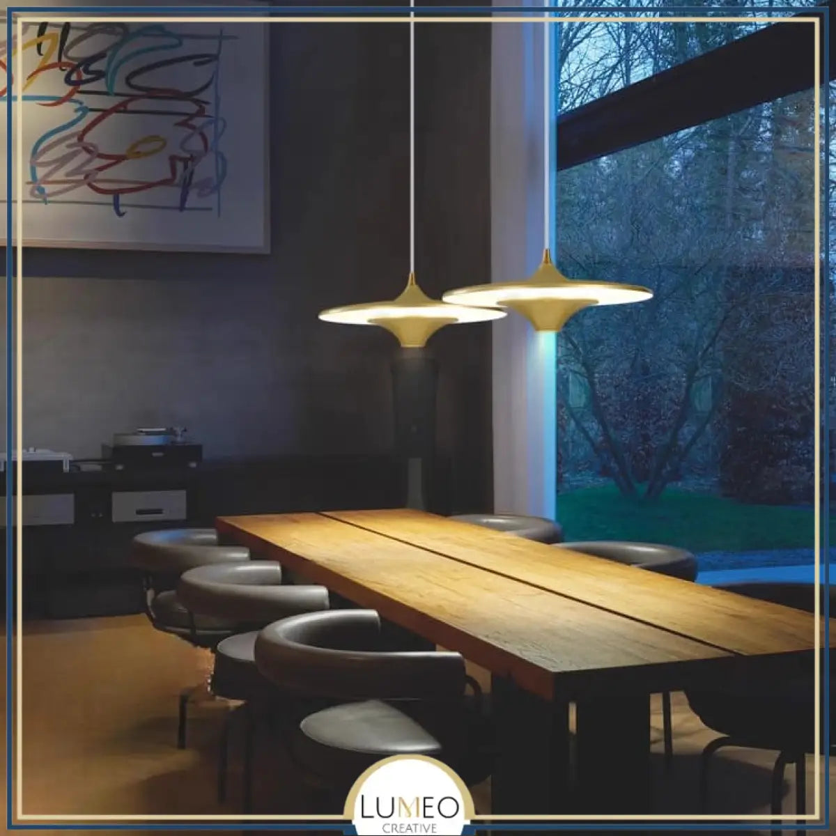 Suspension moderne disque LED | Minimalisme graphique & lumière indirecte 35 cm / Or / Blanc chaud