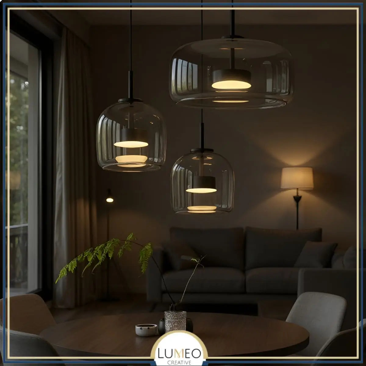 Suspension moderne en verre teinté NOVA | 1 Suspension