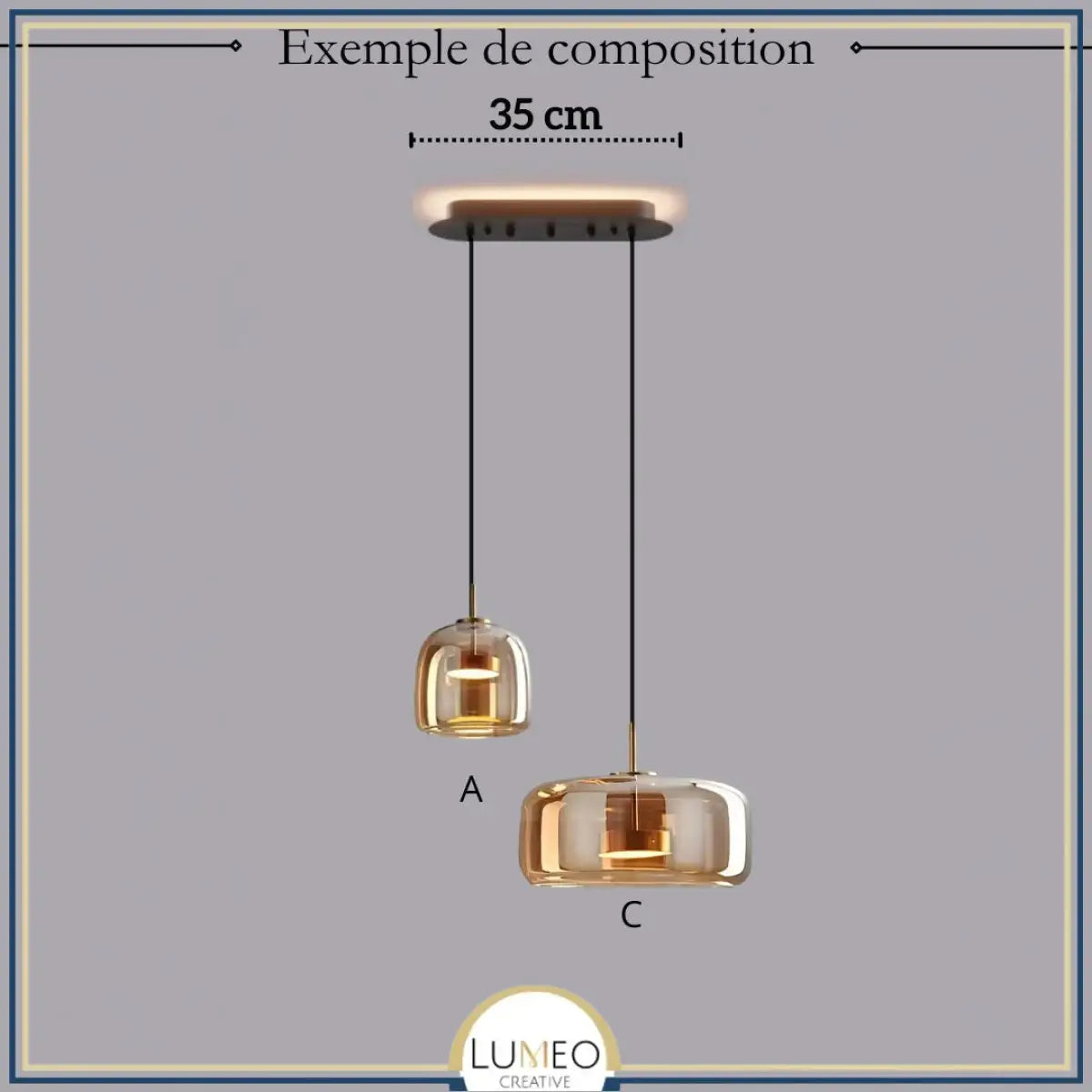 Suspension moderne en verre teinté NOVA | 1 Suspension