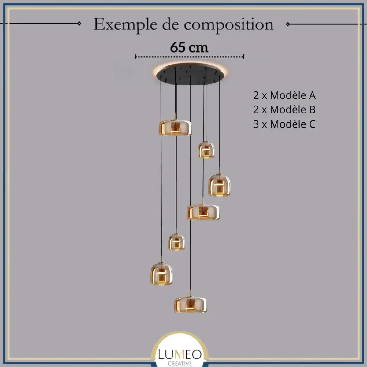 Suspension moderne en verre teinté NOVA | 1 Suspension