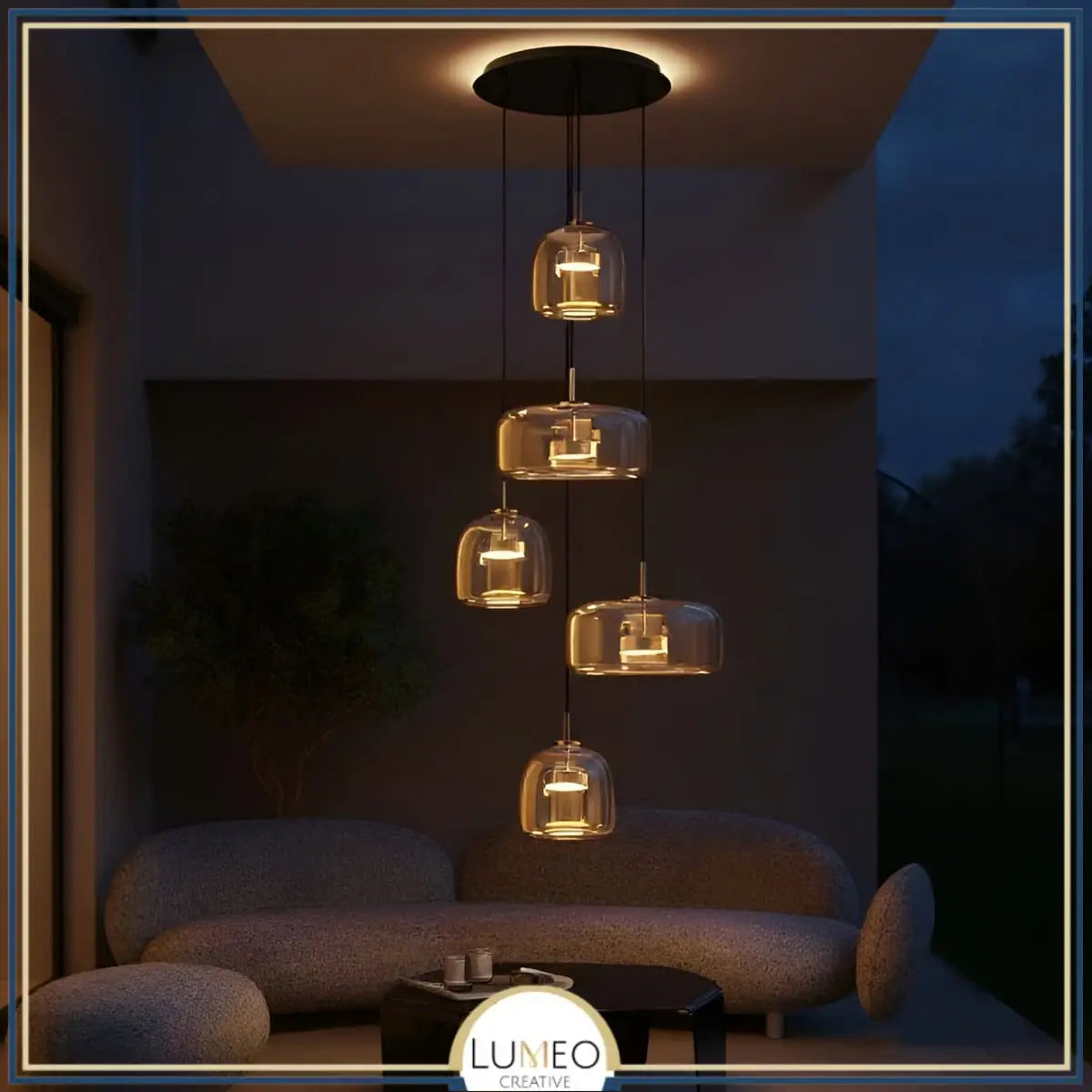 suspension grande hauteur en verre moderne et design