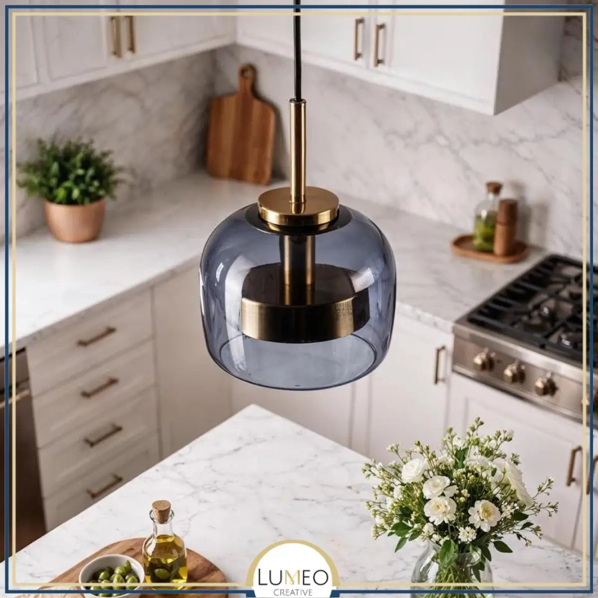 Suspension moderne en verre teinté NOVA | 1 Suspension