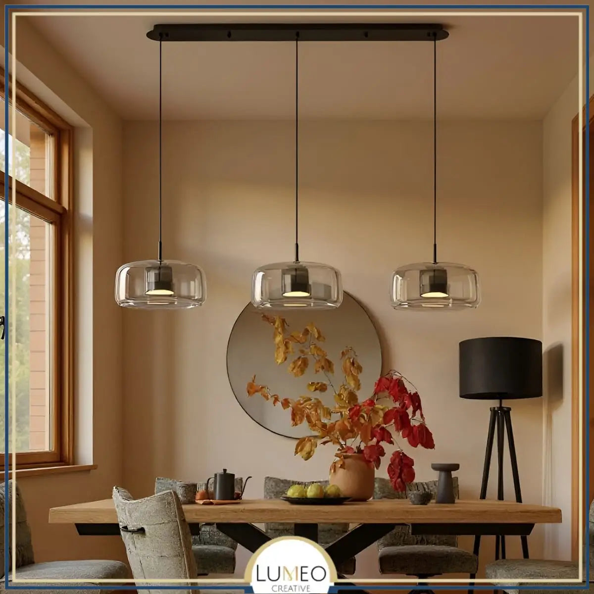suspension au design moderne en verre salle à manger