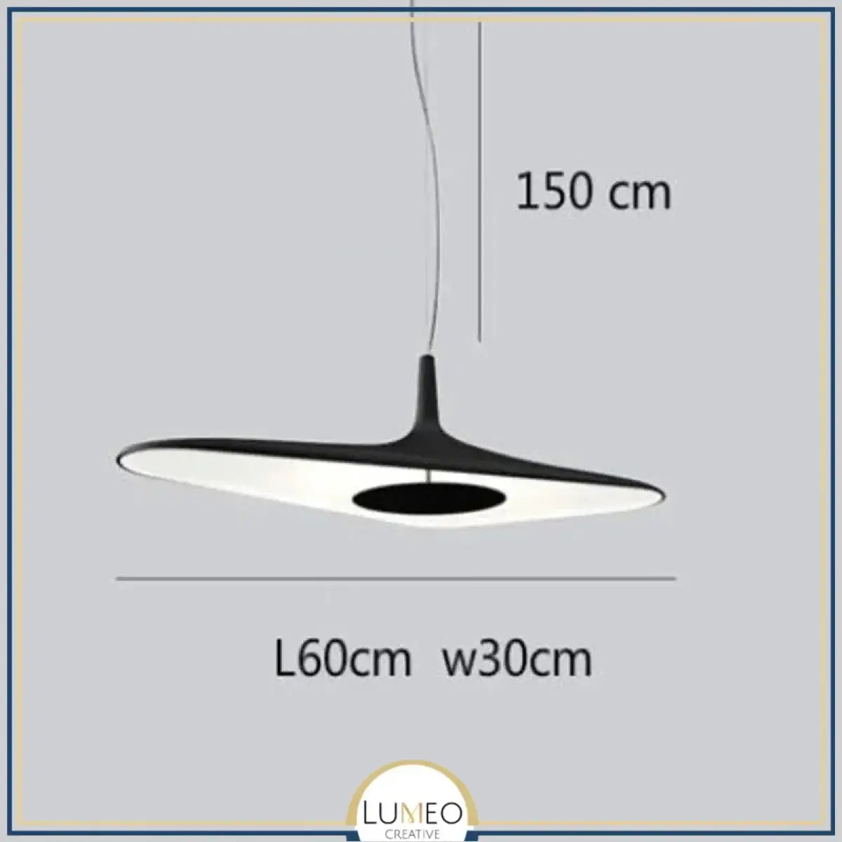 Suspension noire ou blanche au design avant gardiste Noir | 60 cm / Blanc froid