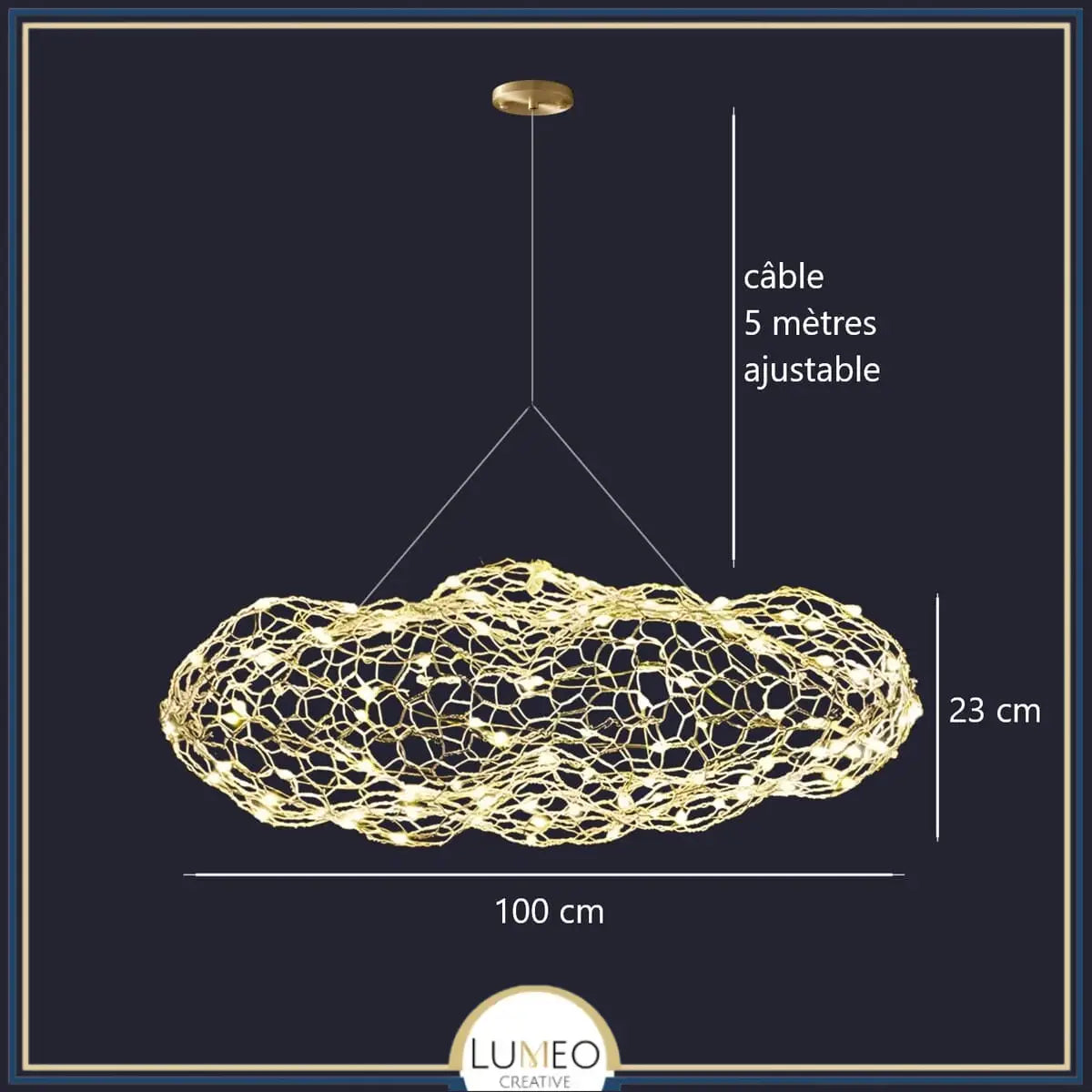 Suspension nuage métallique | Légèreté et élégance lumineuse 100 cm