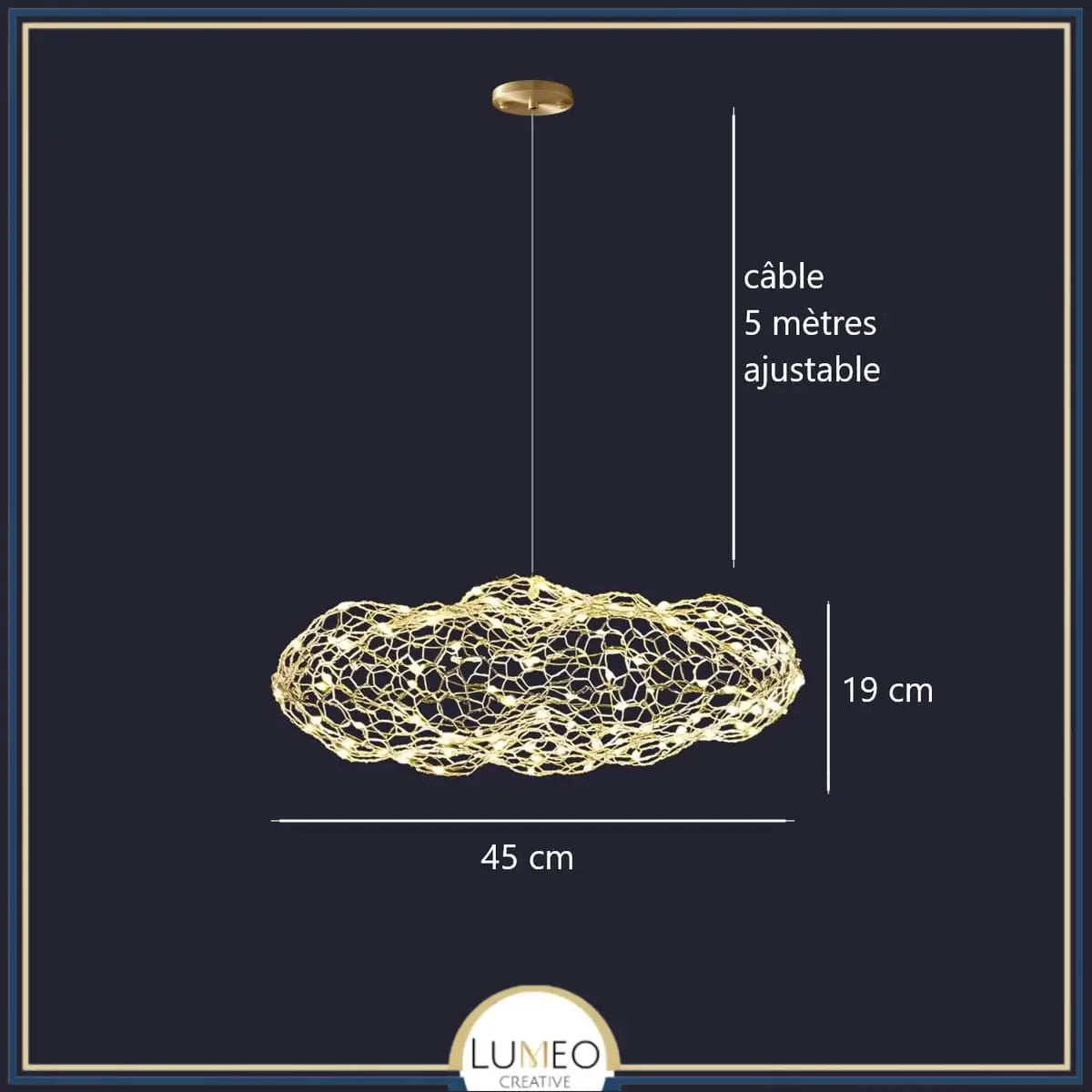 Suspension nuage métallique | Légèreté et élégance lumineuse 45 cm