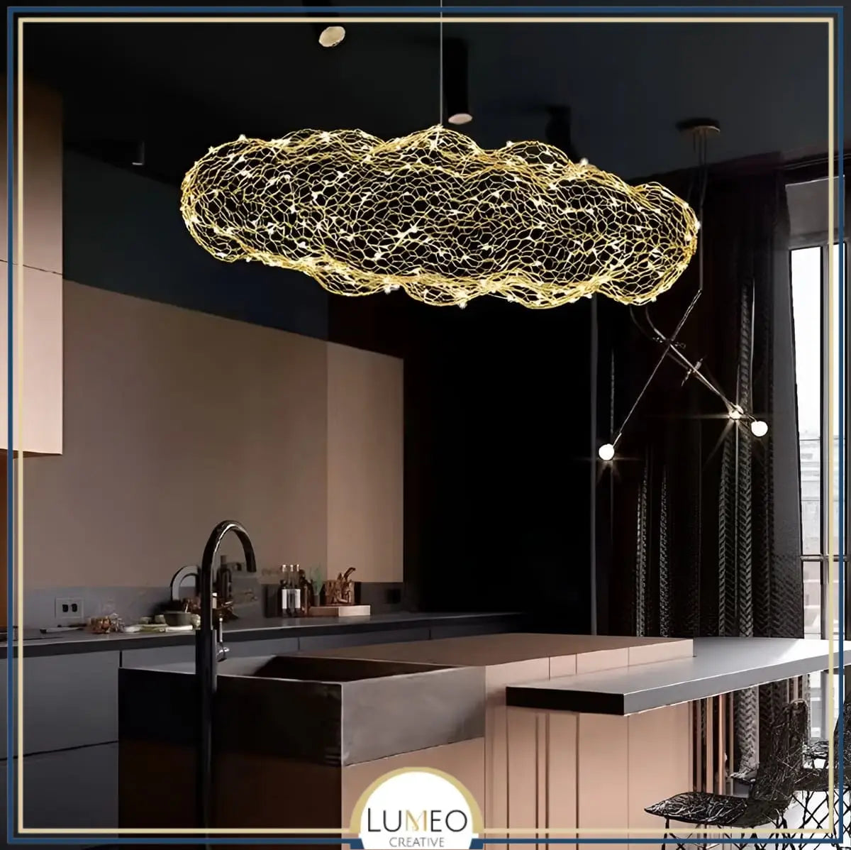 Suspension nuage métallique | Légèreté et élégance lumineuse