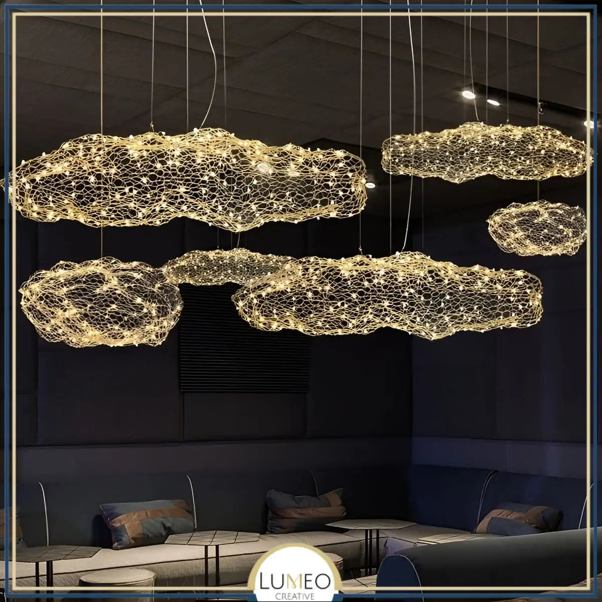 Suspension nuage métallique | Légèreté et élégance lumineuse
